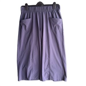 T by Talbots Wide Leg Pants Womens Sz M Navy Elastic Waist Cropped Flowy Pocket